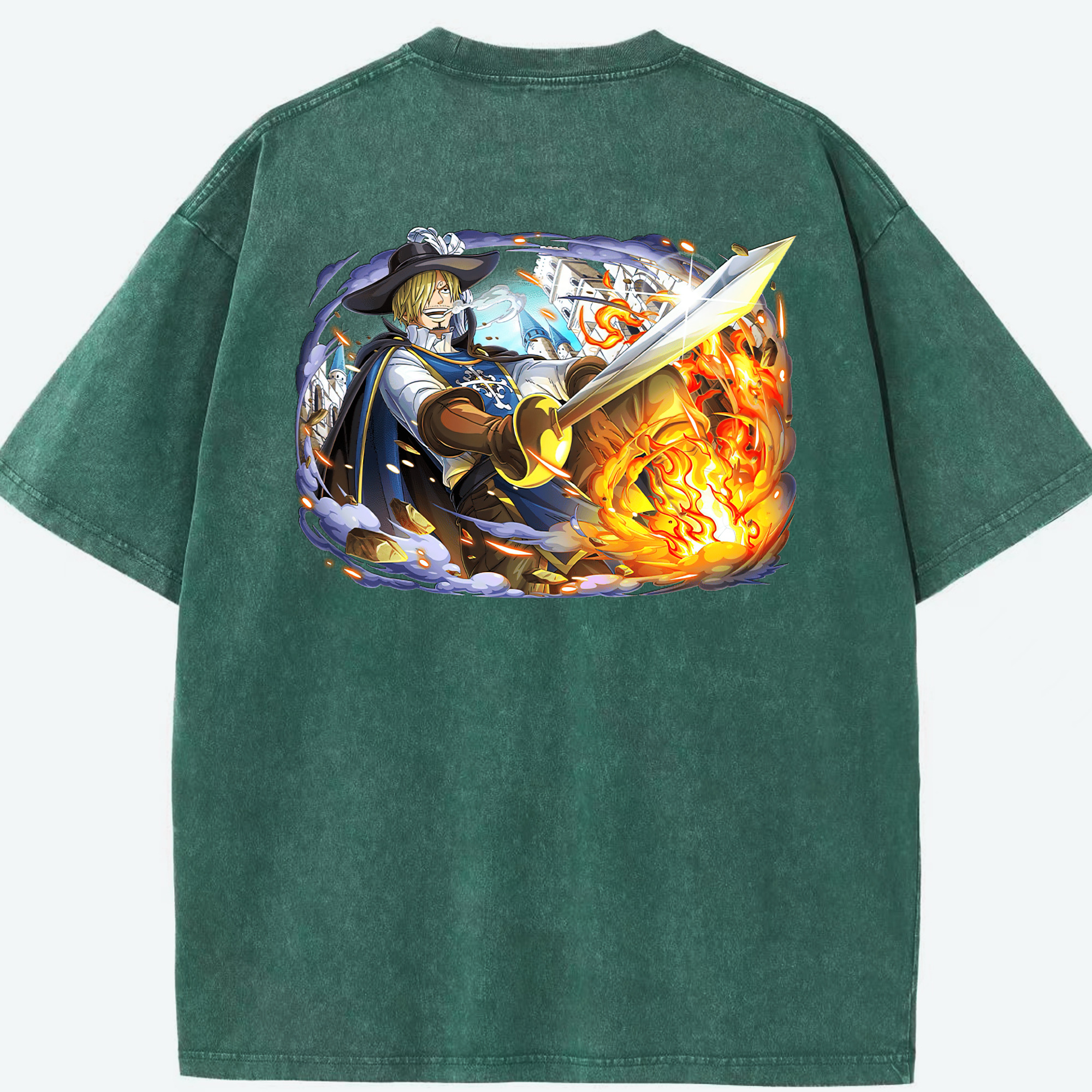 ワンピース サンジ ONE PIECE Sanji 綿100% ヴィンテージ風 半袖Tシャツ（背面プリント）